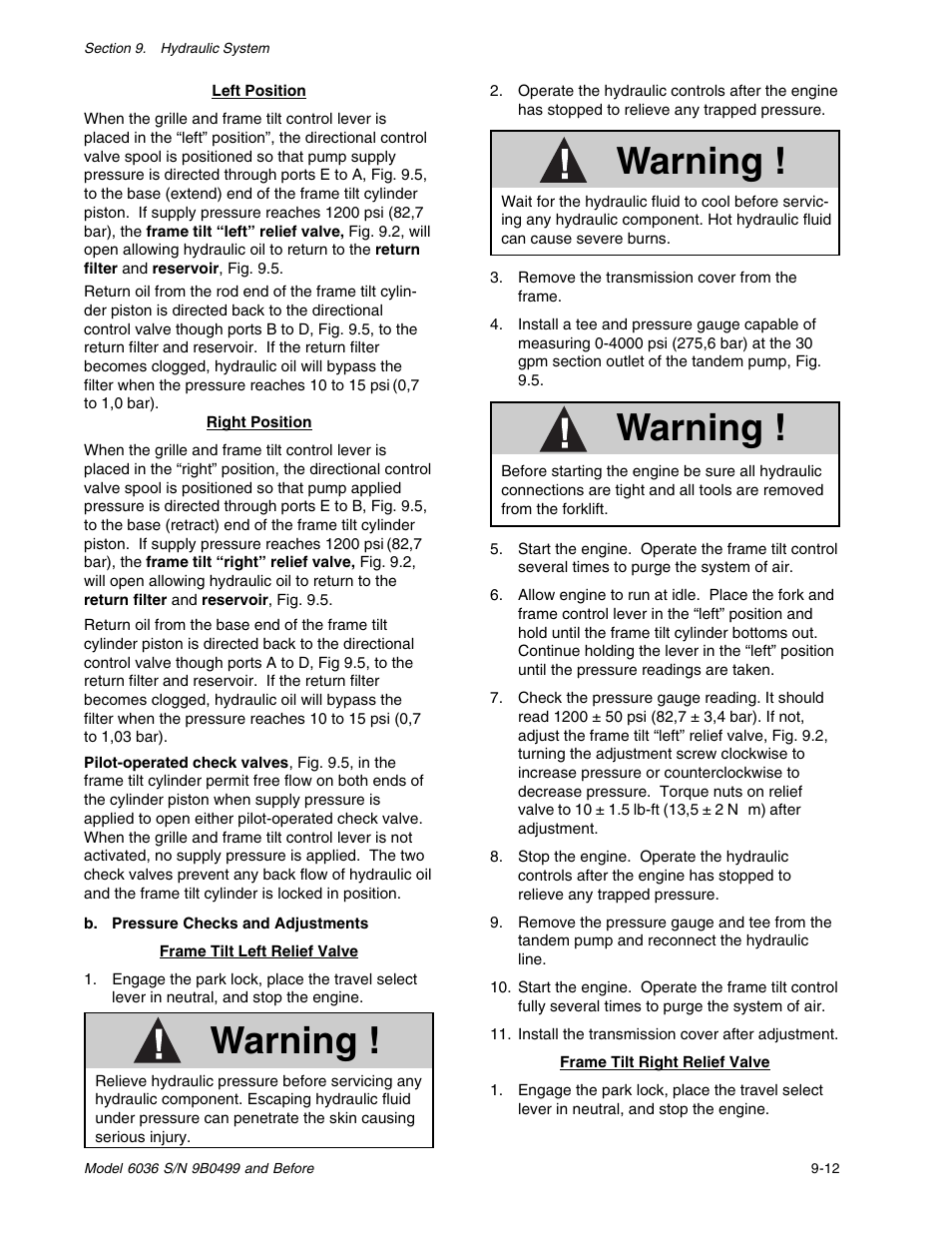 Warning | SkyTrak 6036 Service Manual User Manual | Page 125 / 280