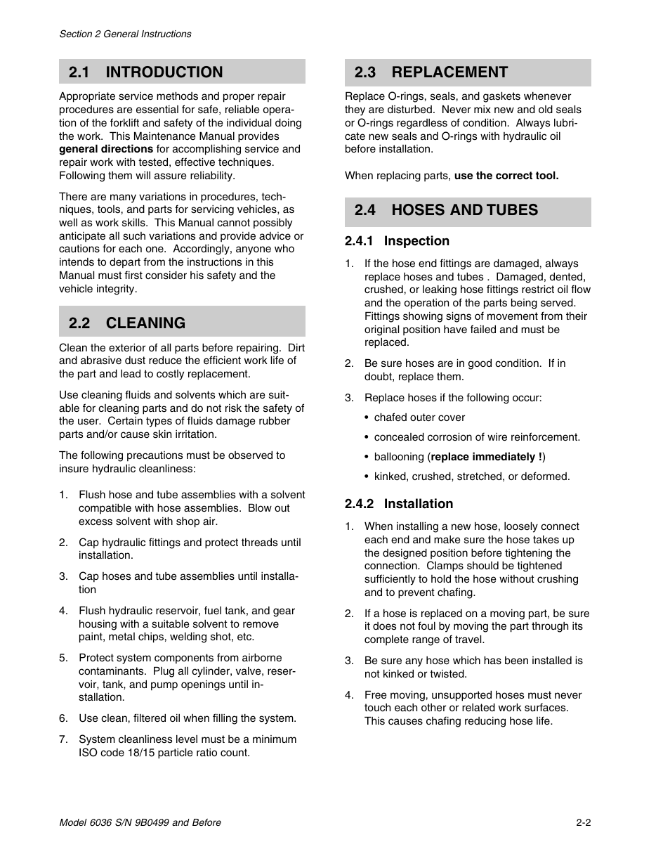 3 replacement, 4 hoses and tubes, 1 introduction | 2 cleaning | SkyTrak 6036 Service Manual User Manual | Page 13 / 280