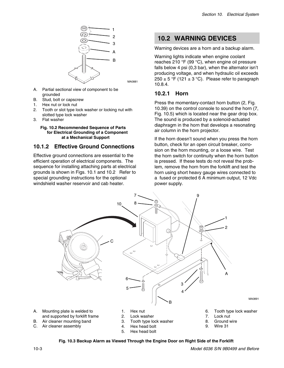 2 warning devices, 2 effective ground connections, 1 horn | SkyTrak 6036 Service Manual User Manual | Page 196 / 280