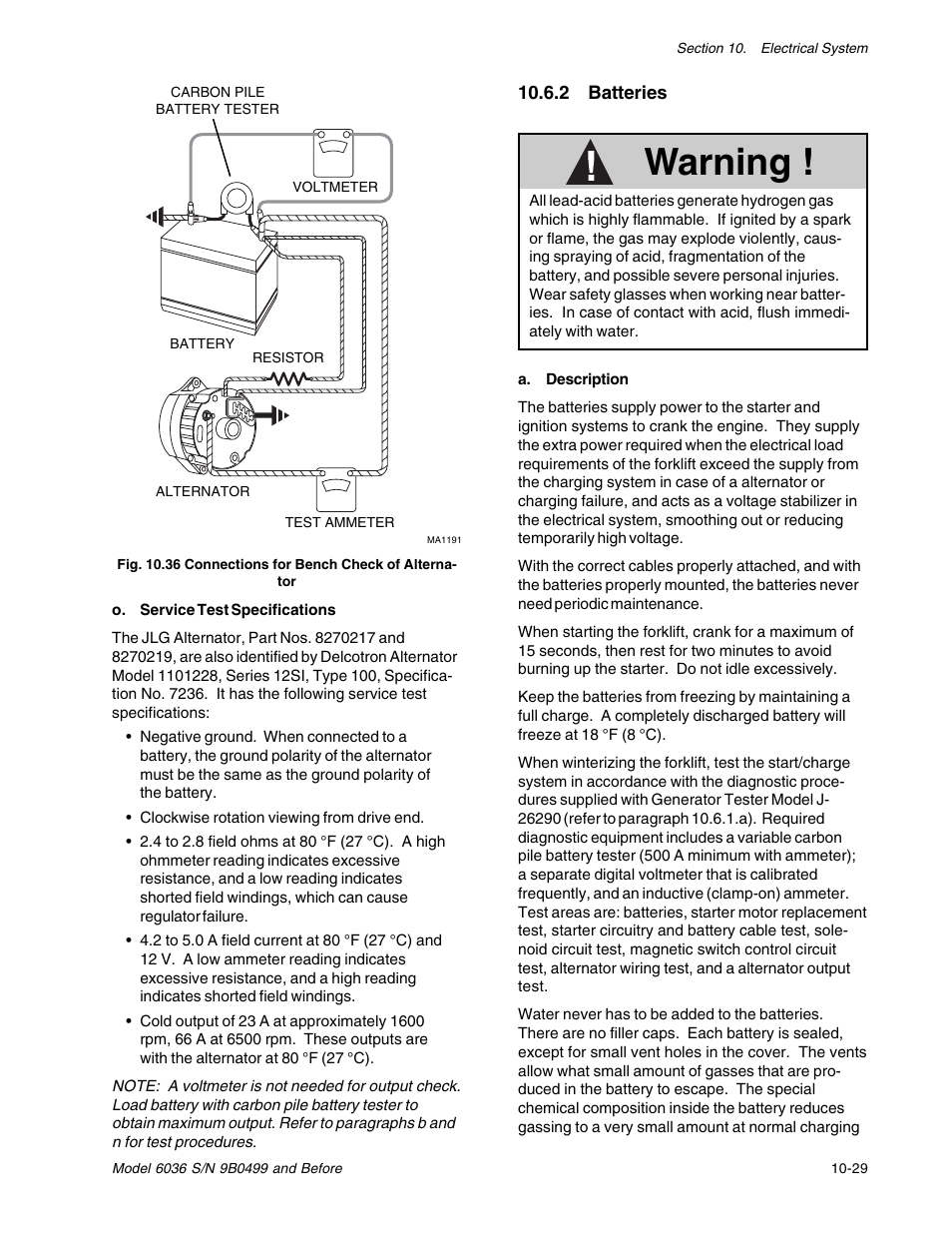 Warning | SkyTrak 6036 Service Manual User Manual | Page 223 / 280