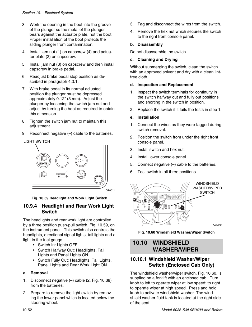 10 windshield washer/wiper | SkyTrak 6036 Service Manual User Manual | Page 246 / 280