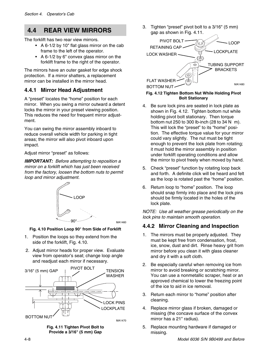 4 rear view mirrors | SkyTrak 6036 Service Manual User Manual | Page 44 / 280