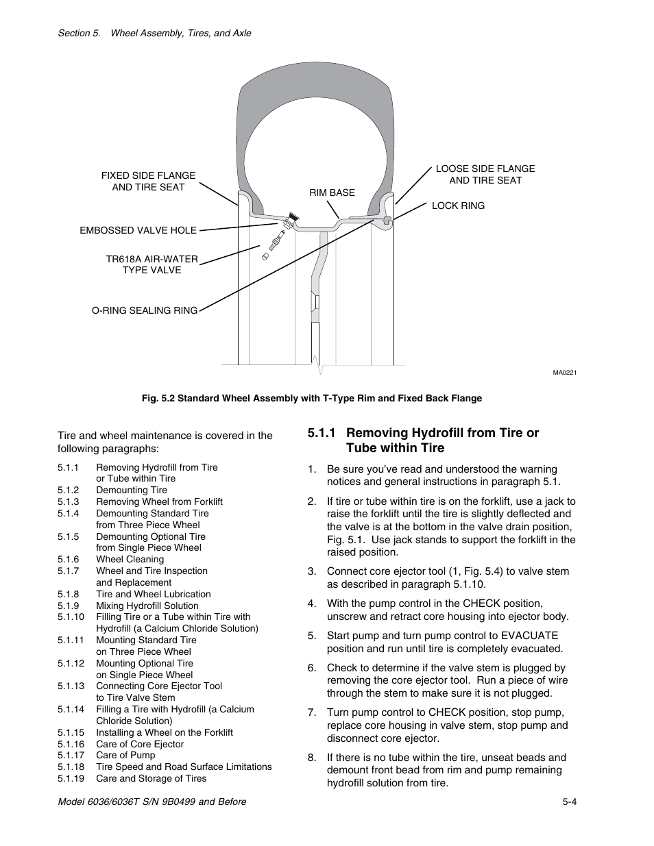 1 removing hydrofill from tire or tube within tire | SkyTrak 6036 Service Manual User Manual | Page 49 / 280