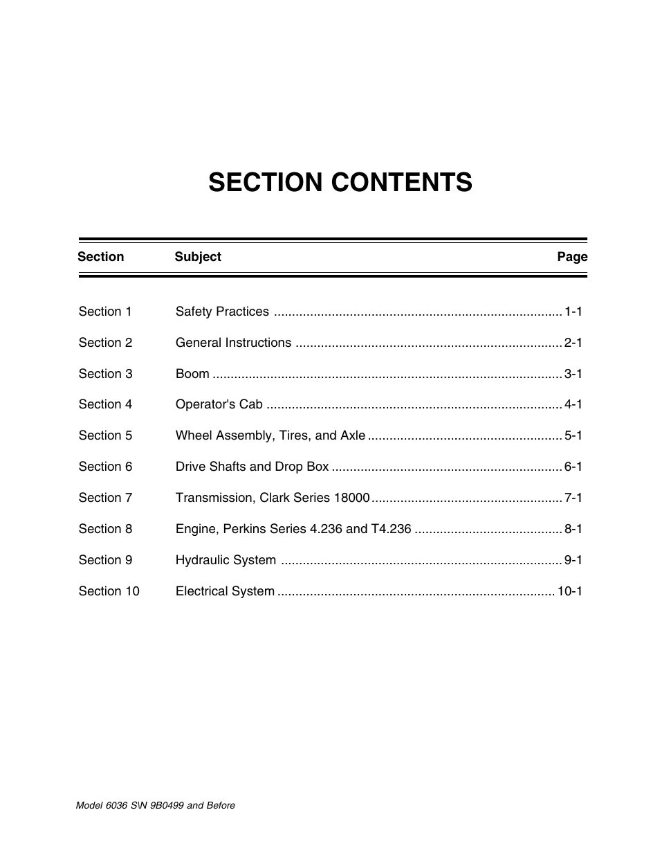 Section contents | SkyTrak 6036 Service Manual User Manual | Page 5 / 280