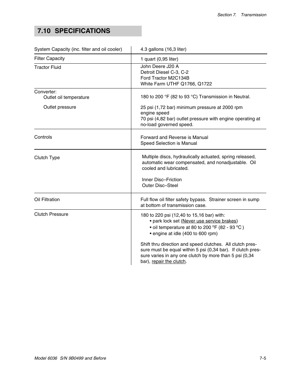 10 specifications | SkyTrak 6036 Service Manual User Manual | Page 85 / 280