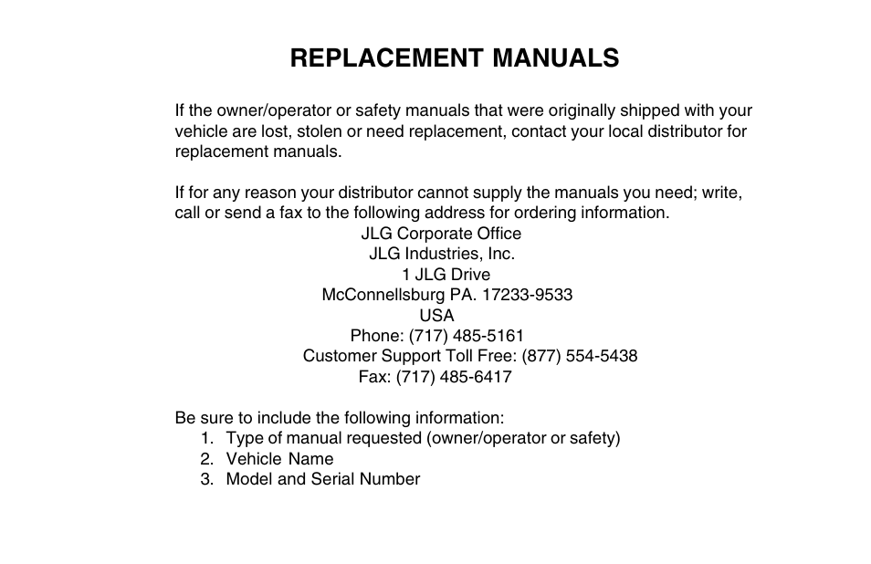 Replacement manuals | SkyTrak 6036 Operation Manual User Manual | Page 109 / 110