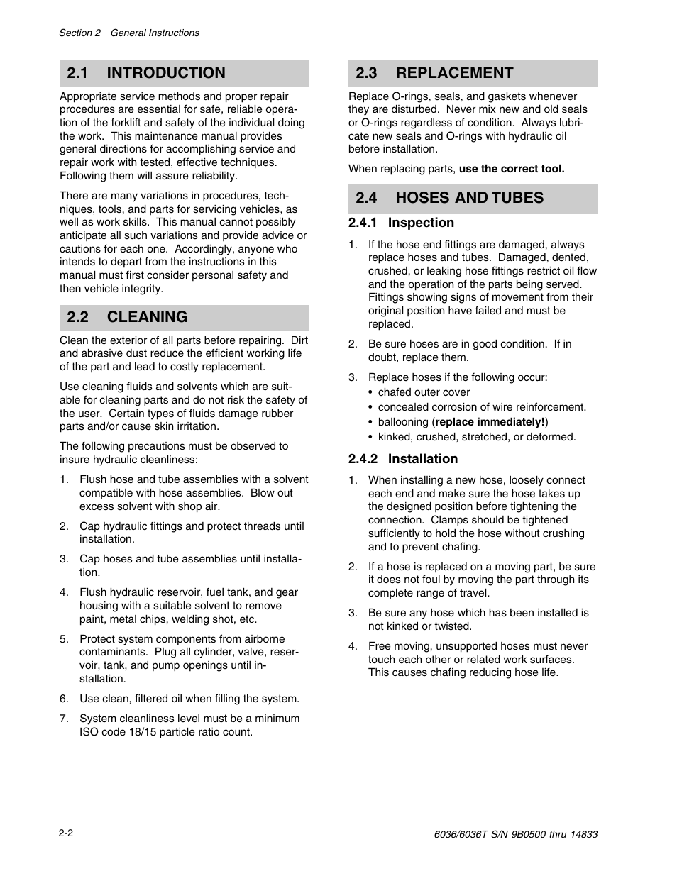 1 introduction, 2 cleaning, 3 replacement | 4 hoses and tubes | SkyTrak 6036 Service Manual User Manual | Page 12 / 342