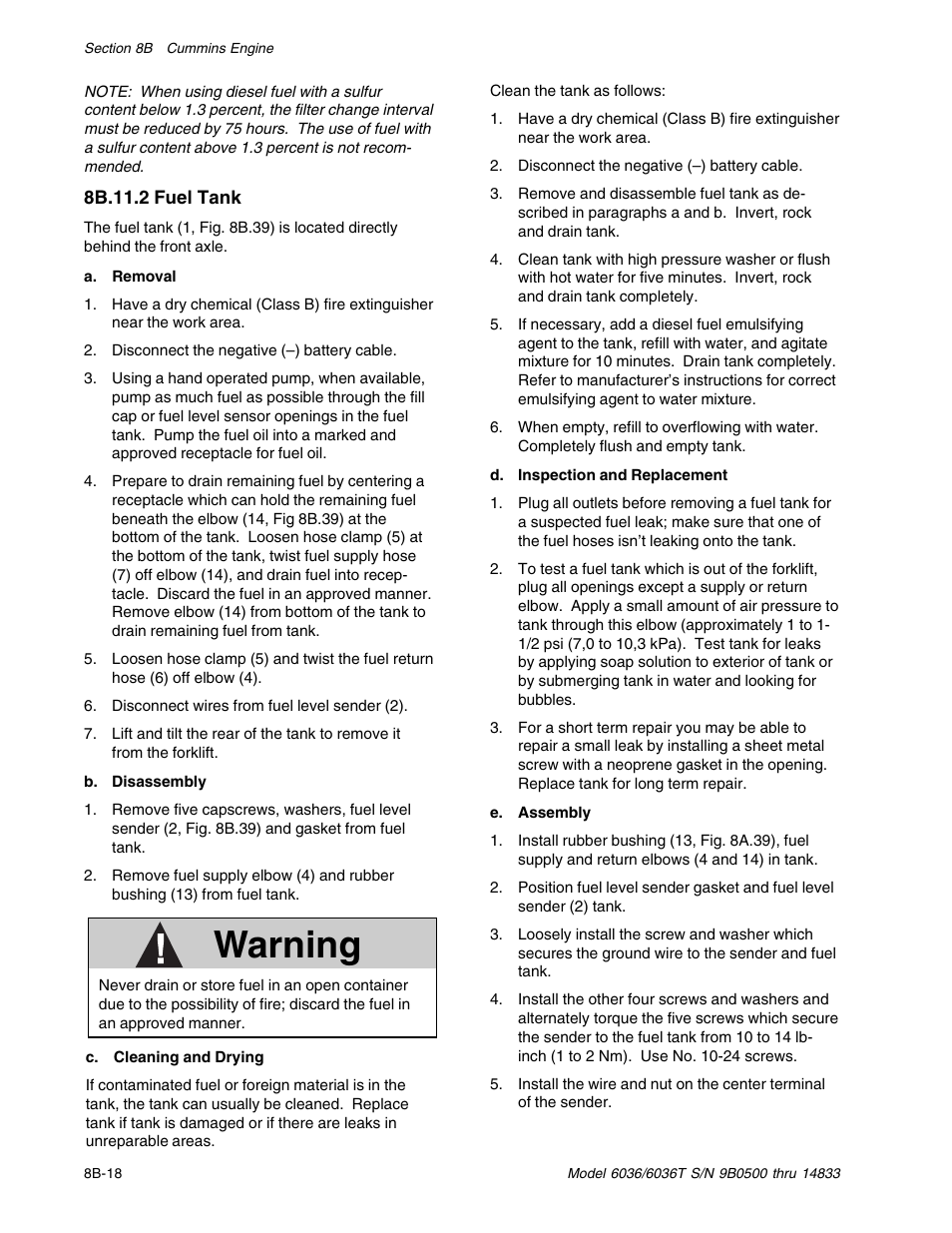 Warning | SkyTrak 6036 Service Manual User Manual | Page 138 / 342