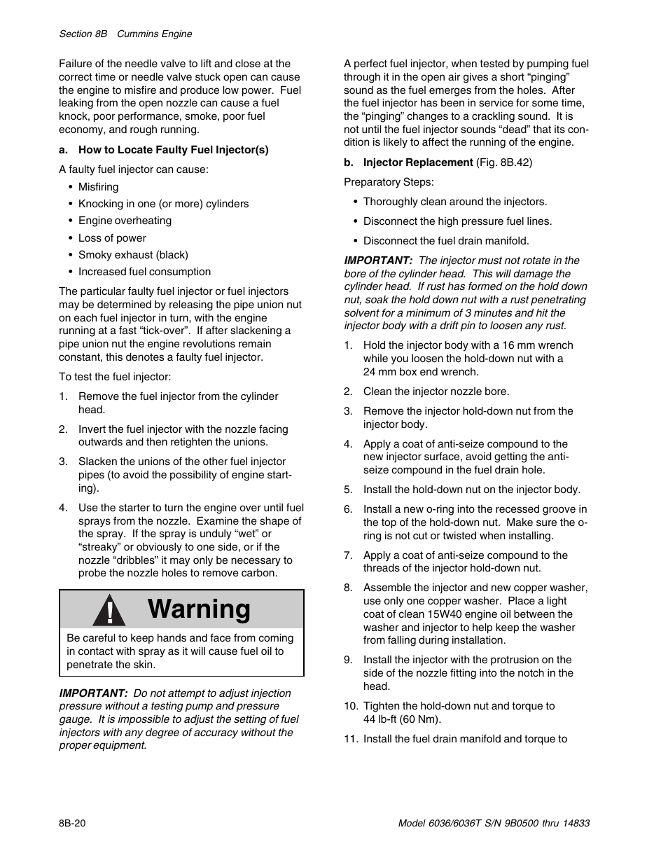 Warning | SkyTrak 6036 Service Manual User Manual | Page 140 / 342