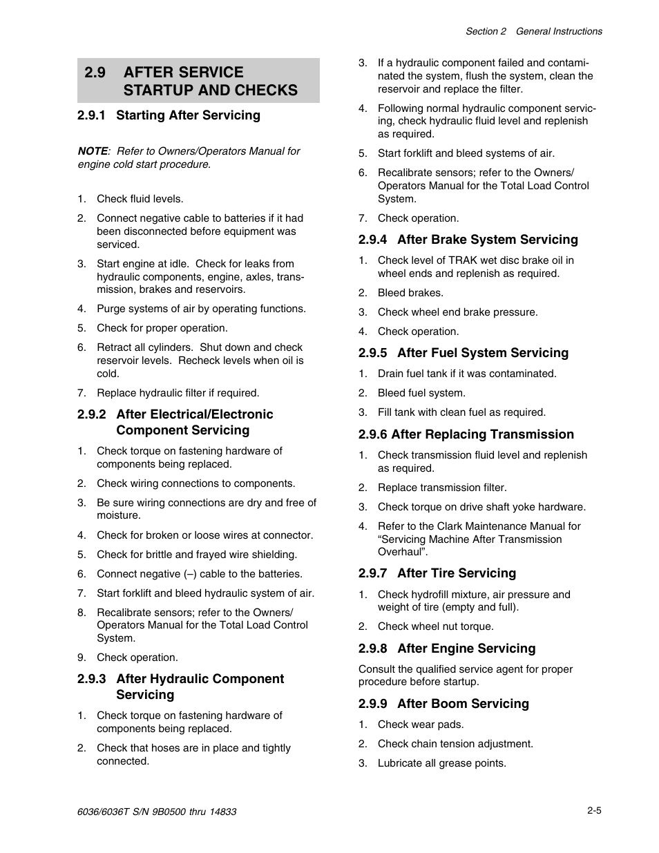 9 after service startup and checks | SkyTrak 6036 Service Manual User Manual | Page 15 / 342