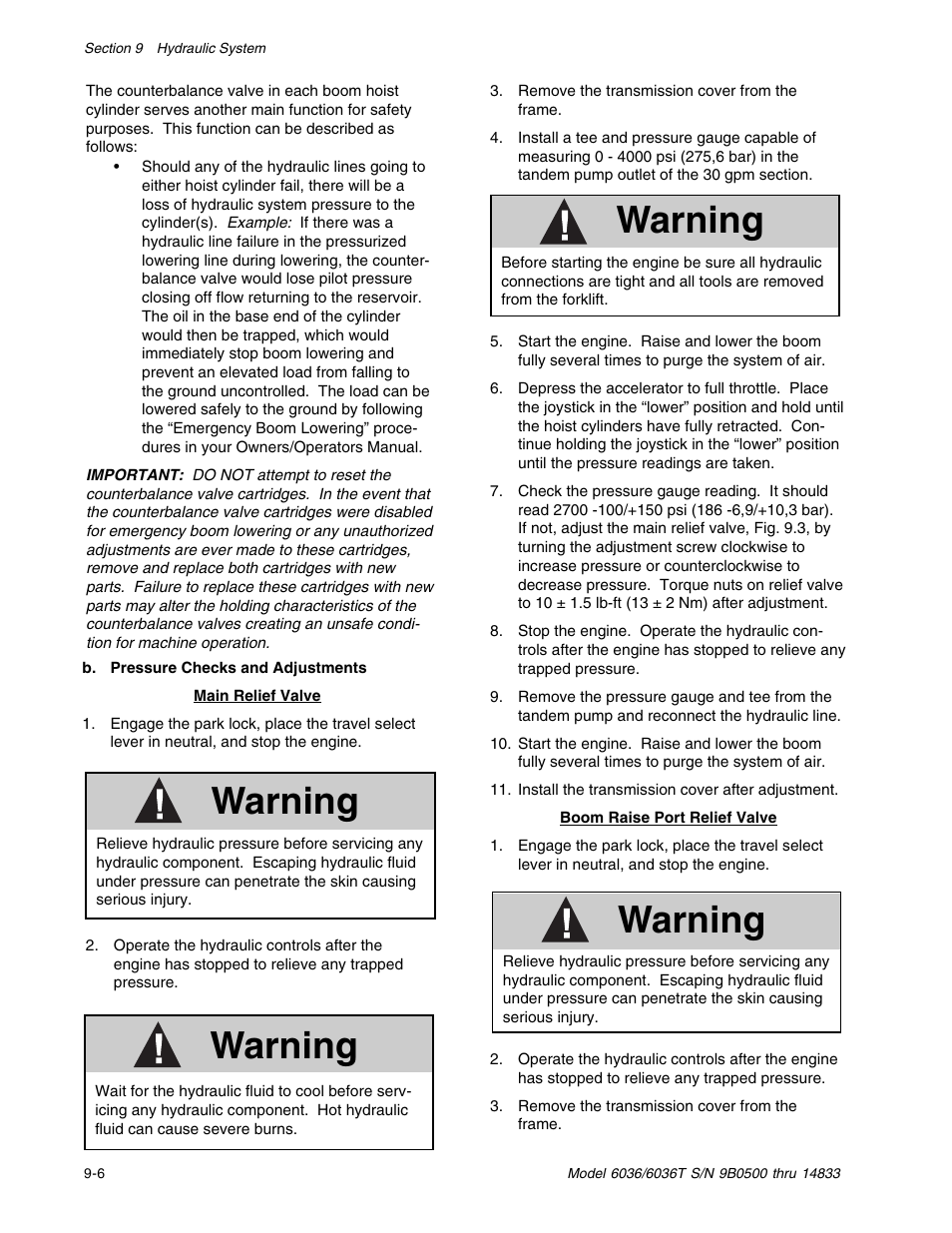 Warning | SkyTrak 6036 Service Manual User Manual | Page 156 / 342