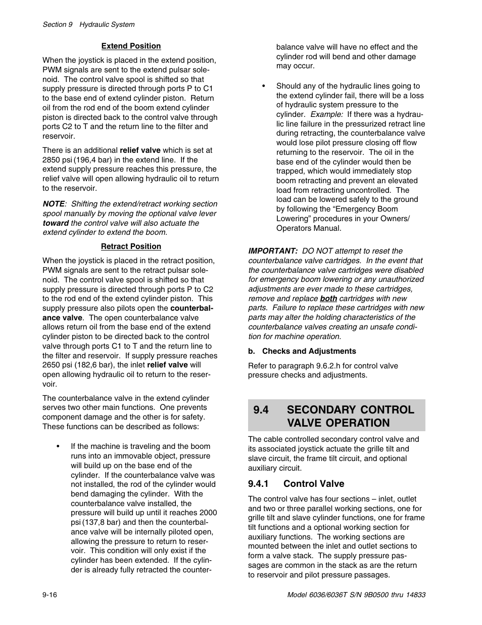 4 secondary control valve operation | SkyTrak 6036 Service Manual User Manual | Page 166 / 342