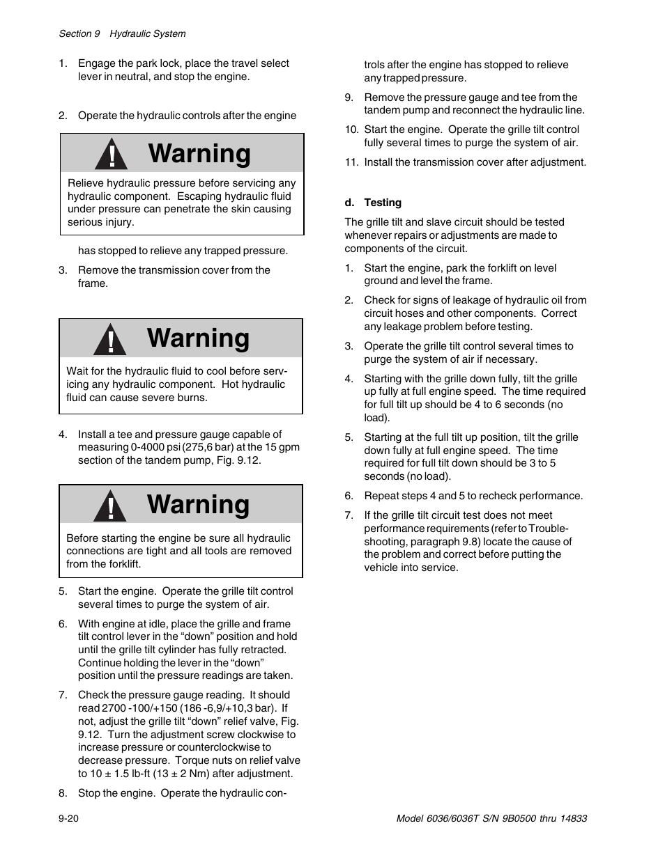 Warning | SkyTrak 6036 Service Manual User Manual | Page 170 / 342