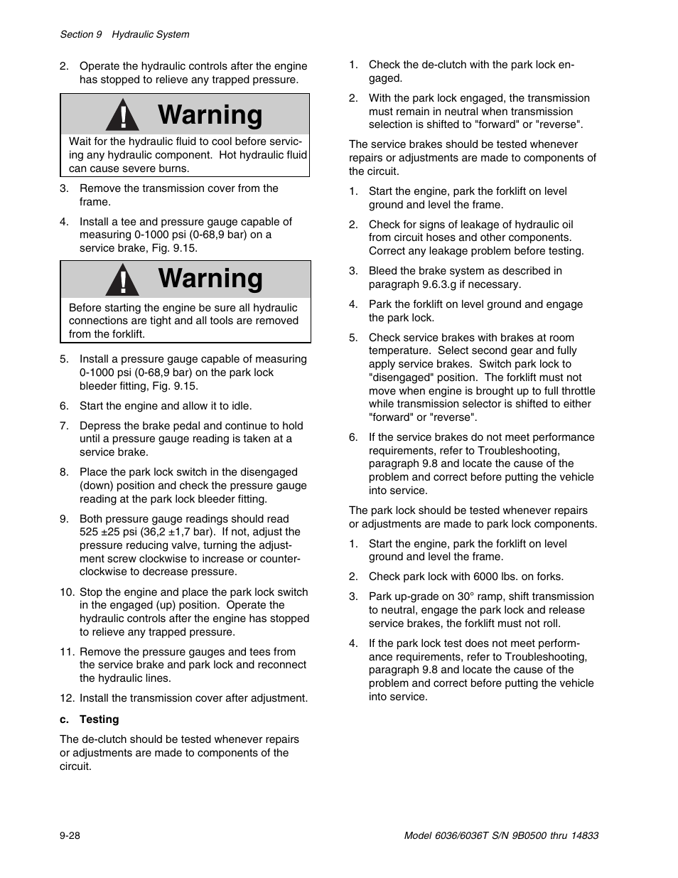 Warning | SkyTrak 6036 Service Manual User Manual | Page 178 / 342