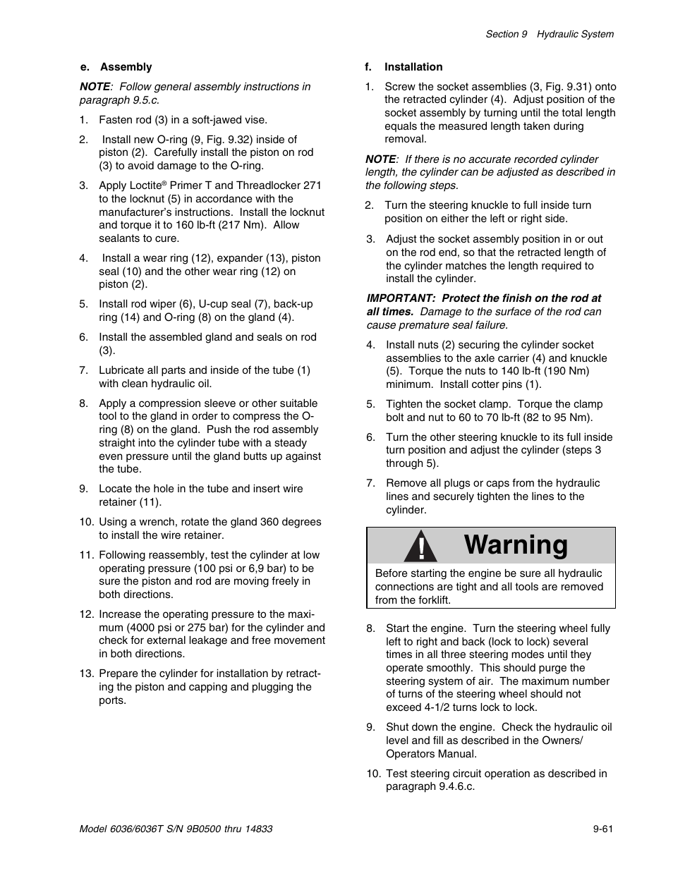 Warning | SkyTrak 6036 Service Manual User Manual | Page 211 / 342