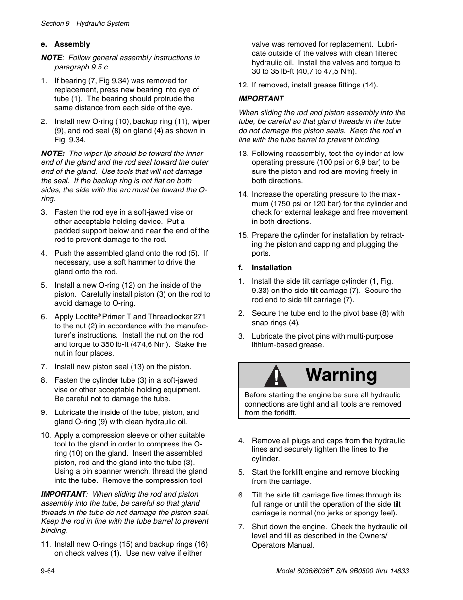 Warning | SkyTrak 6036 Service Manual User Manual | Page 214 / 342