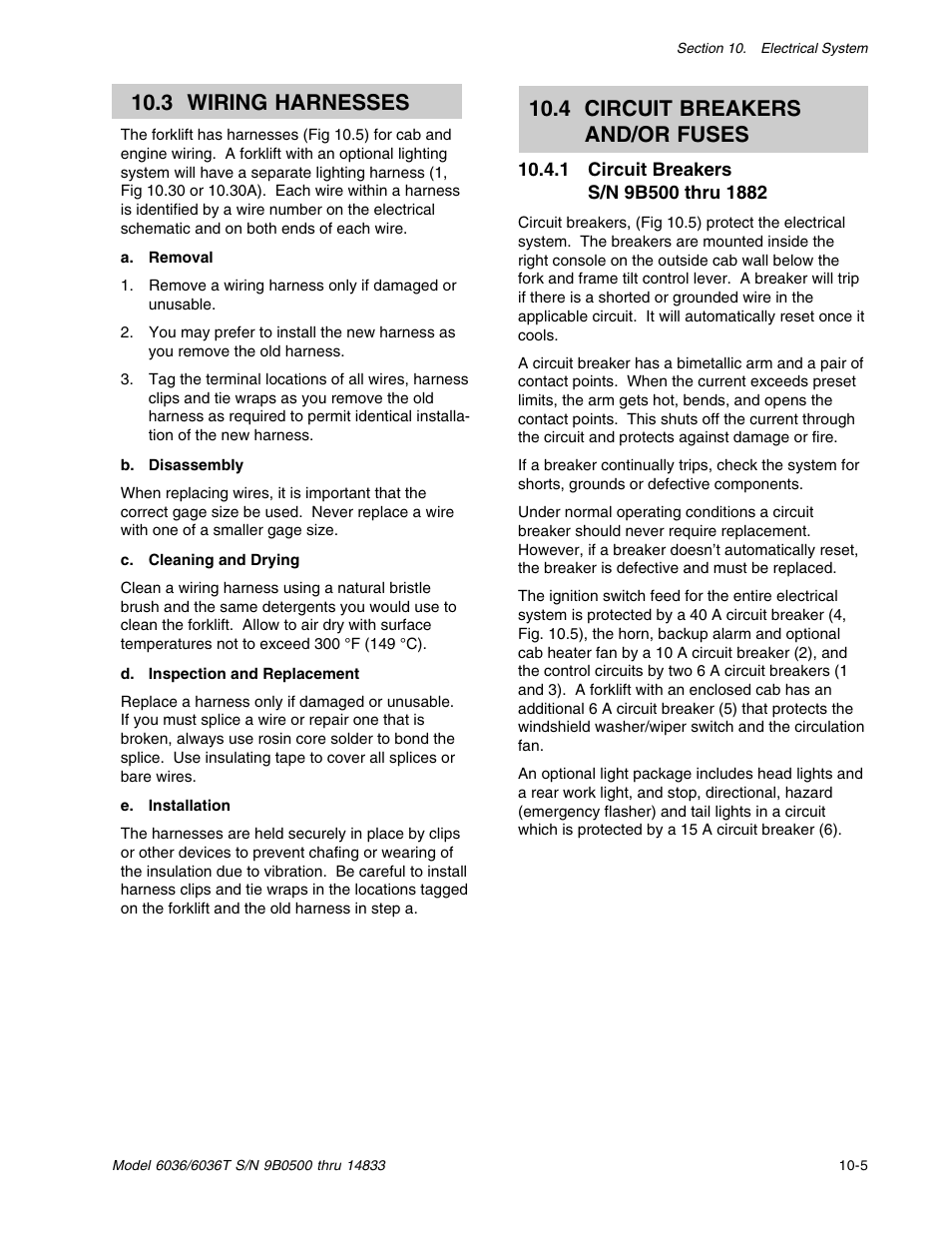 3 wiring harnesses, 4 circuit breakers and/or fuses | SkyTrak 6036 Service Manual User Manual | Page 267 / 342