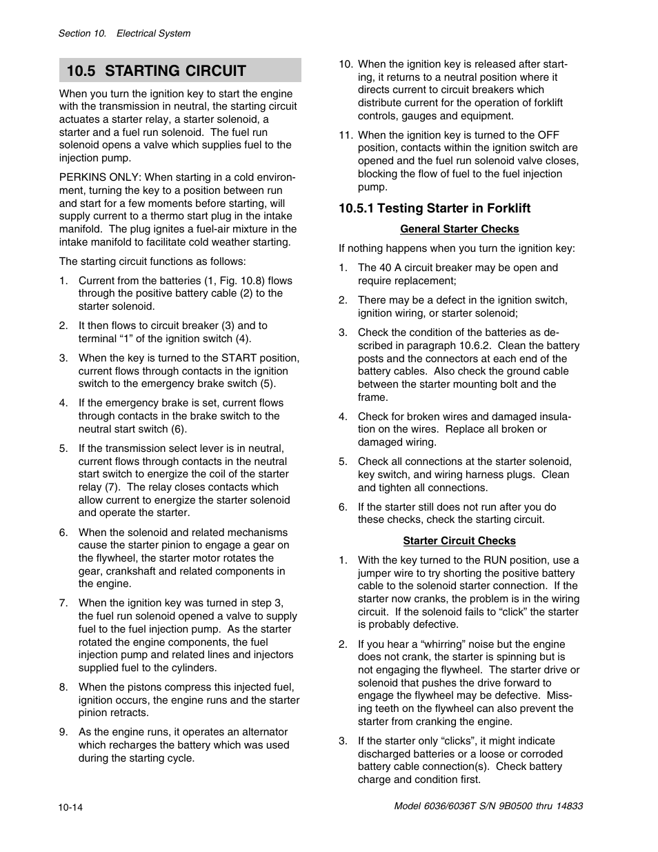 5 starting circuit | SkyTrak 6036 Service Manual User Manual | Page 276 / 342