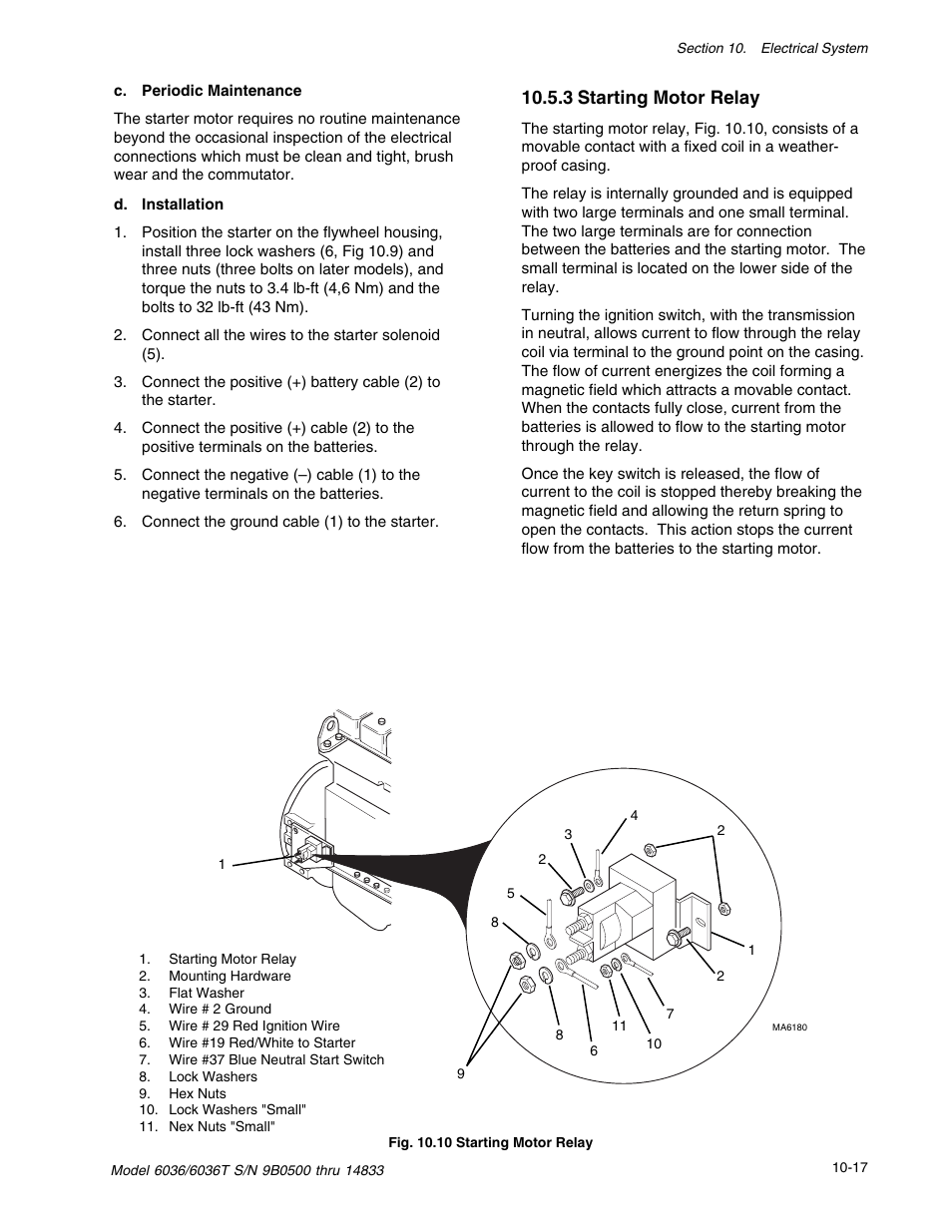 3 starting motor relay | SkyTrak 6036 Service Manual User Manual | Page 279 / 342