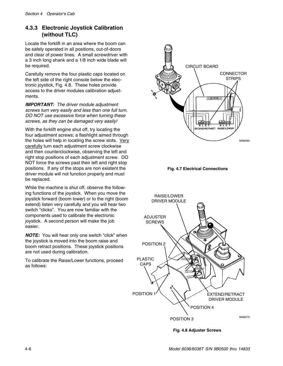 3 electronic joystick calibration (without tlc) | SkyTrak 6036 Service Manual User Manual | Page 42 / 342