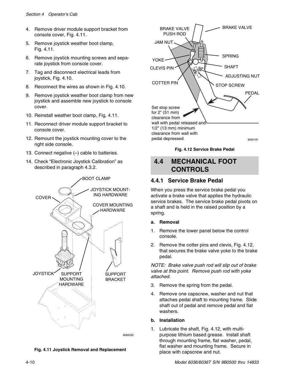 4 mechanical foot controls | SkyTrak 6036 Service Manual User Manual | Page 46 / 342