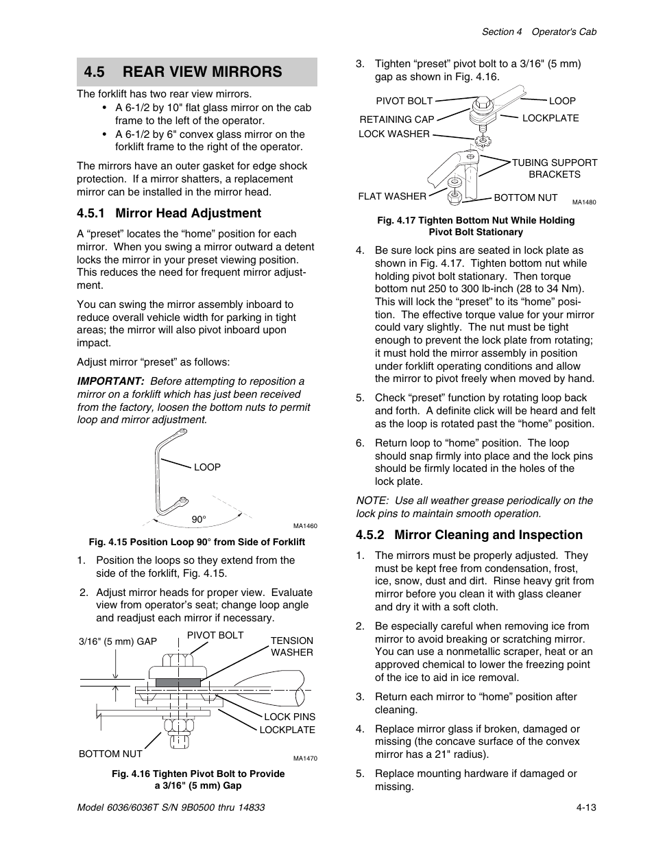 5 rear view mirrors | SkyTrak 6036 Service Manual User Manual | Page 49 / 342