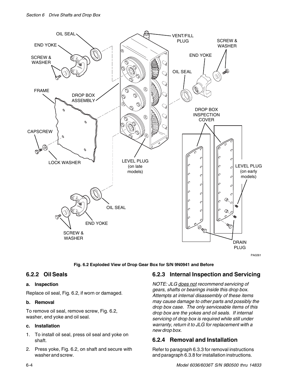 2 oil seals, 3 internal inspection and servicing, 4 removal and installation | SkyTrak 6036 Service Manual User Manual | Page 82 / 342