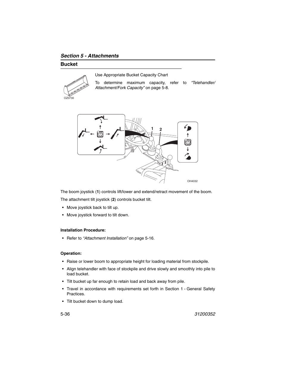 Bucket, Bucket -36 | SkyTrak 10054 Operation Manual User Manual | Page 108 / 170