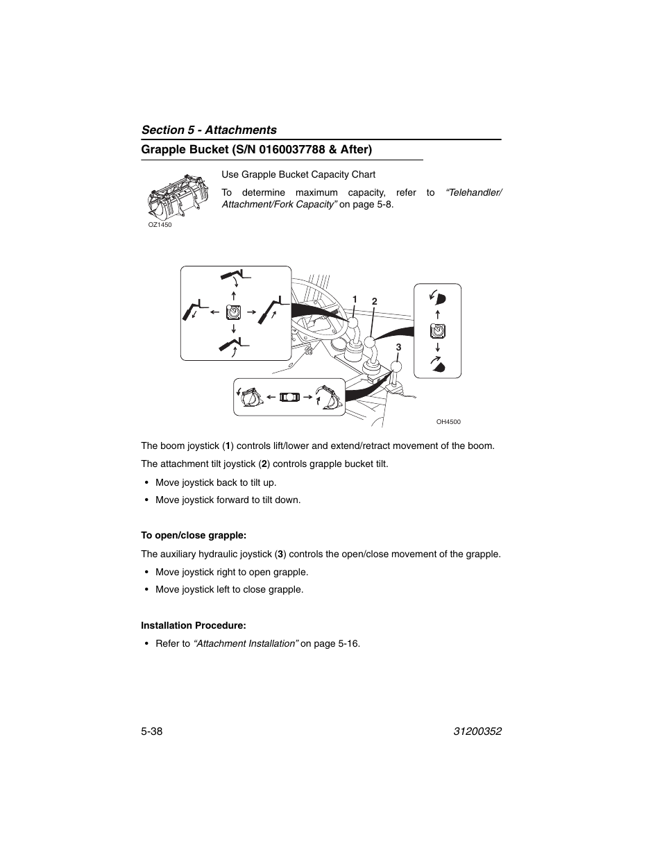 Grapple bucket (s/n 0160037788 & after), Grapple bucket (s/n 0160037788 & after) -38 | SkyTrak 10054 Operation Manual User Manual | Page 110 / 170