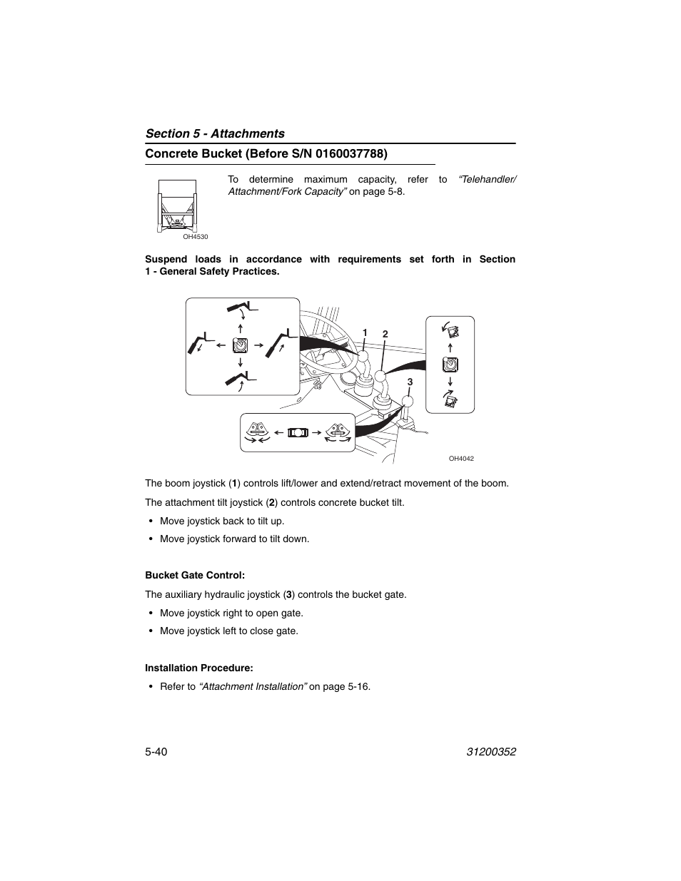 Concrete bucket (before s/n 0160037788), Concrete bucket (before s/n 0160037788) -40 | SkyTrak 10054 Operation Manual User Manual | Page 112 / 170