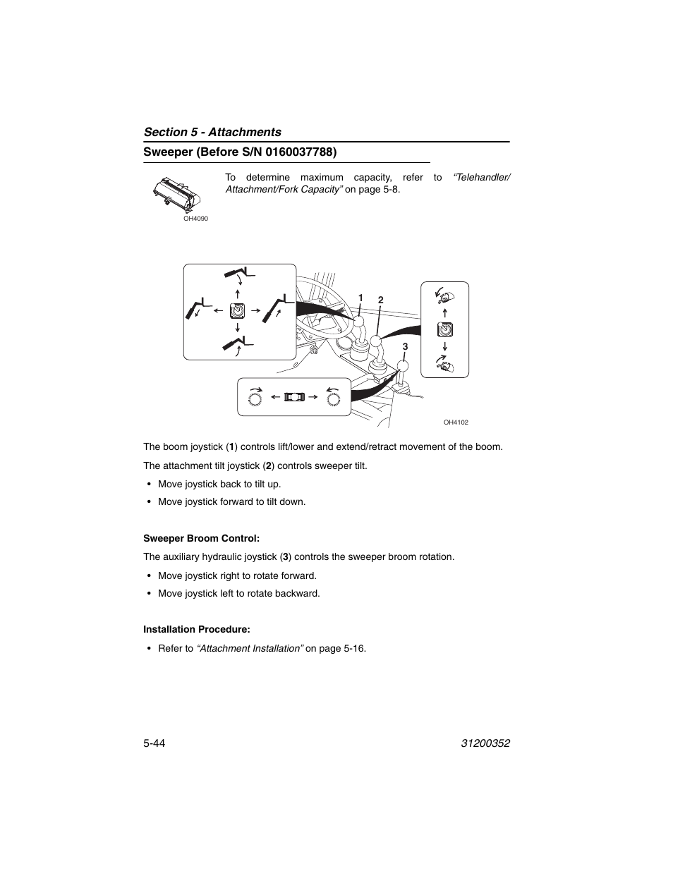Sweeper (before s/n 0160037788), Sweeper (before s/n 0160037788) -44 | SkyTrak 10054 Operation Manual User Manual | Page 116 / 170