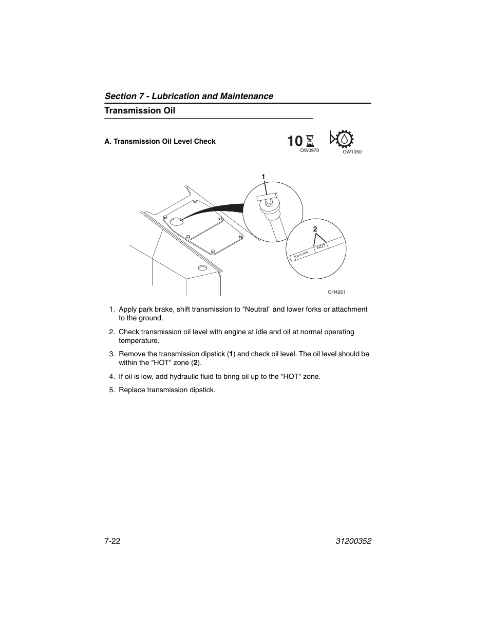Transmission oil, Transmission oil -22 | SkyTrak 10054 Operation Manual User Manual | Page 144 / 170