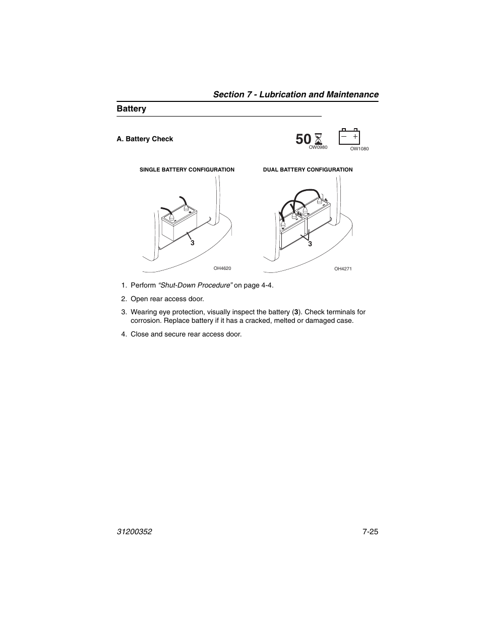 Battery, Battery -25 | SkyTrak 10054 Operation Manual User Manual | Page 147 / 170