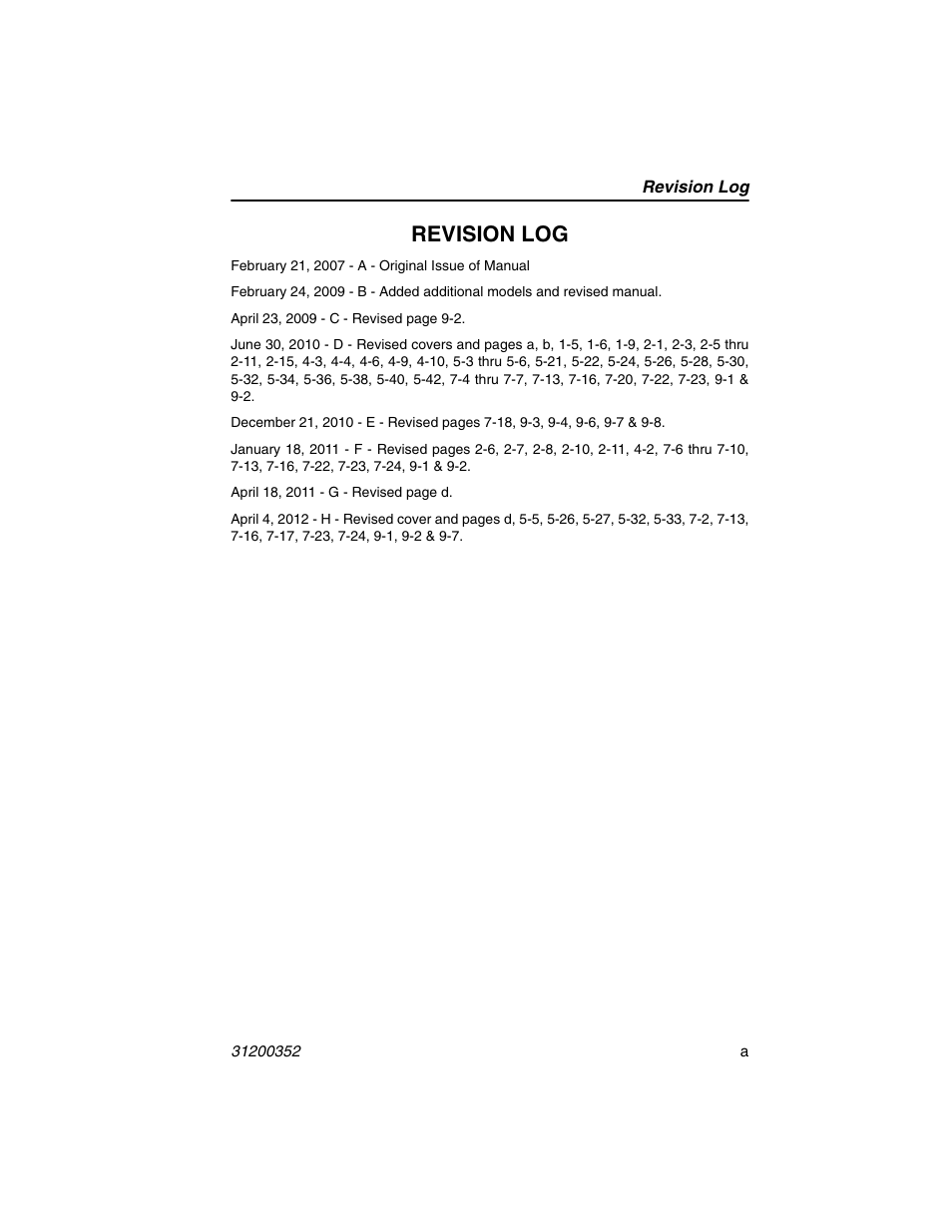 Revision log | SkyTrak 10054 Operation Manual User Manual | Page 3 / 170