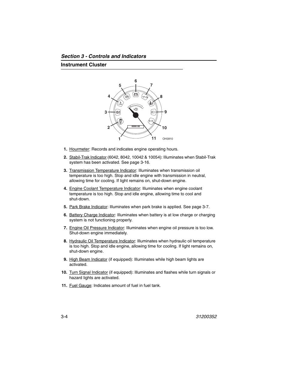 Instrument cluster, Instrument cluster -4 | SkyTrak 10054 Operation Manual User Manual | Page 44 / 170
