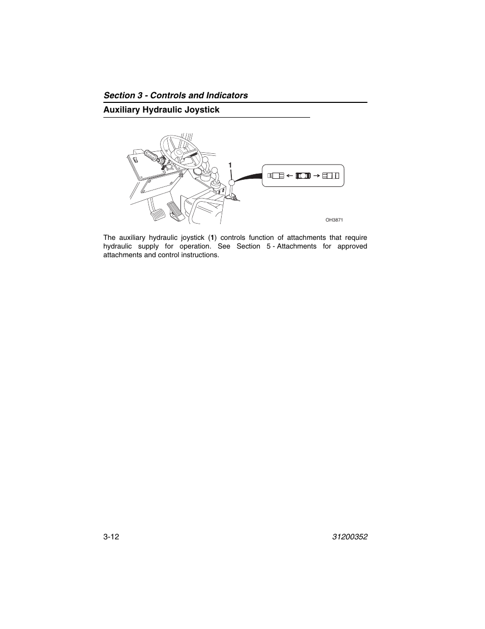 Auxiliary hydraulic joystick, Auxiliary hydraulic joystick -12 | SkyTrak 10054 Operation Manual User Manual | Page 52 / 170