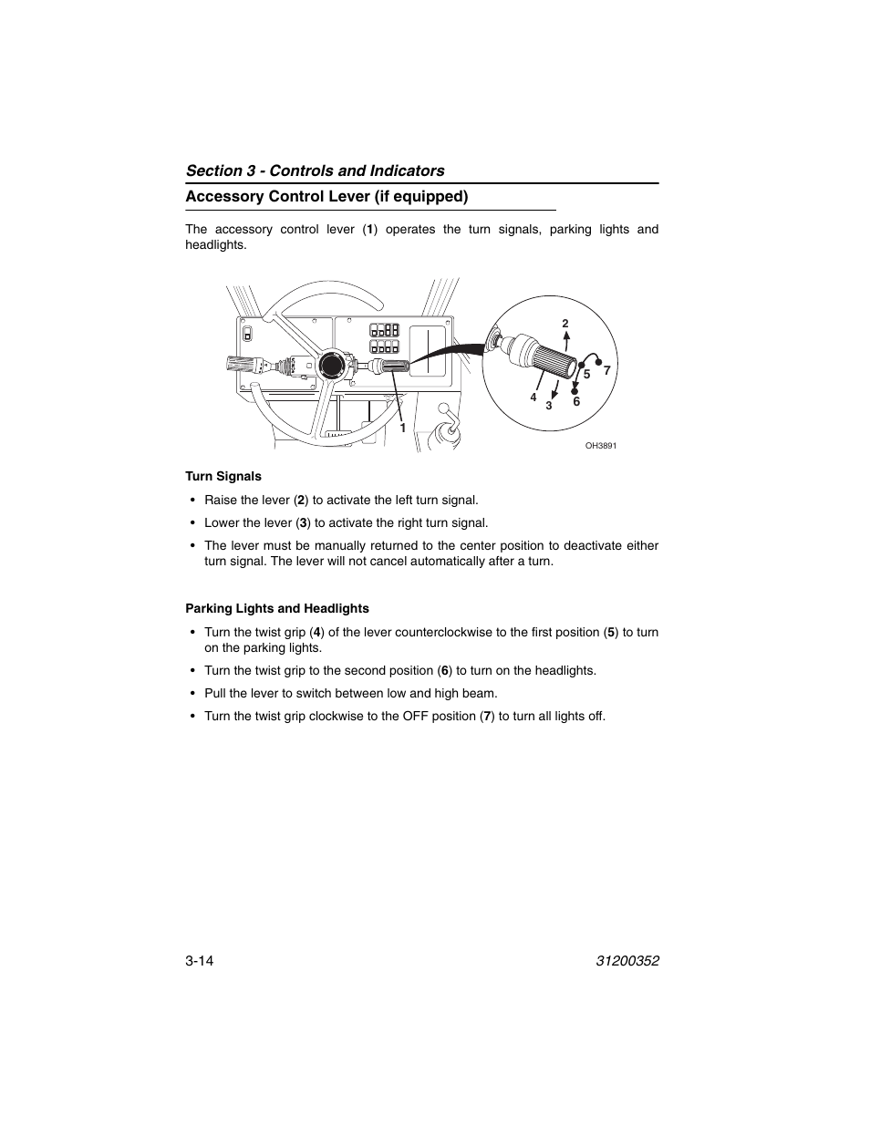 Accessory control lever (if equipped), Accessory control lever (if equipped) -14 | SkyTrak 10054 Operation Manual User Manual | Page 54 / 170