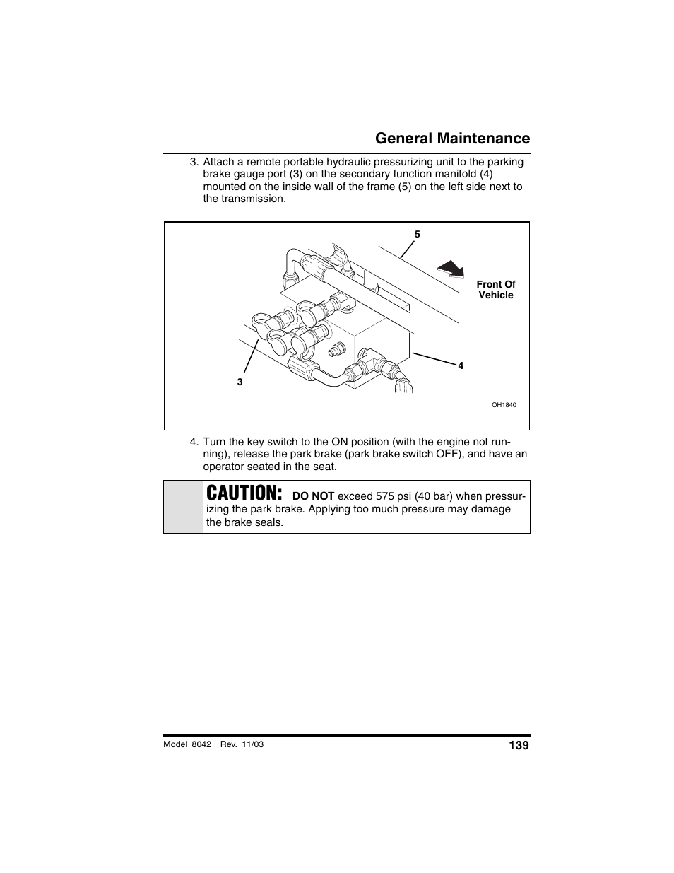 Caution, General maintenance | SkyTrak 8042 Operation Manual User Manual | Page 141 / 190