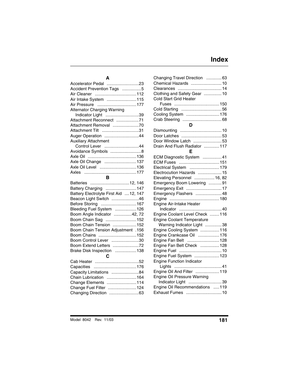 Index | SkyTrak 8042 Operation Manual User Manual | Page 183 / 190