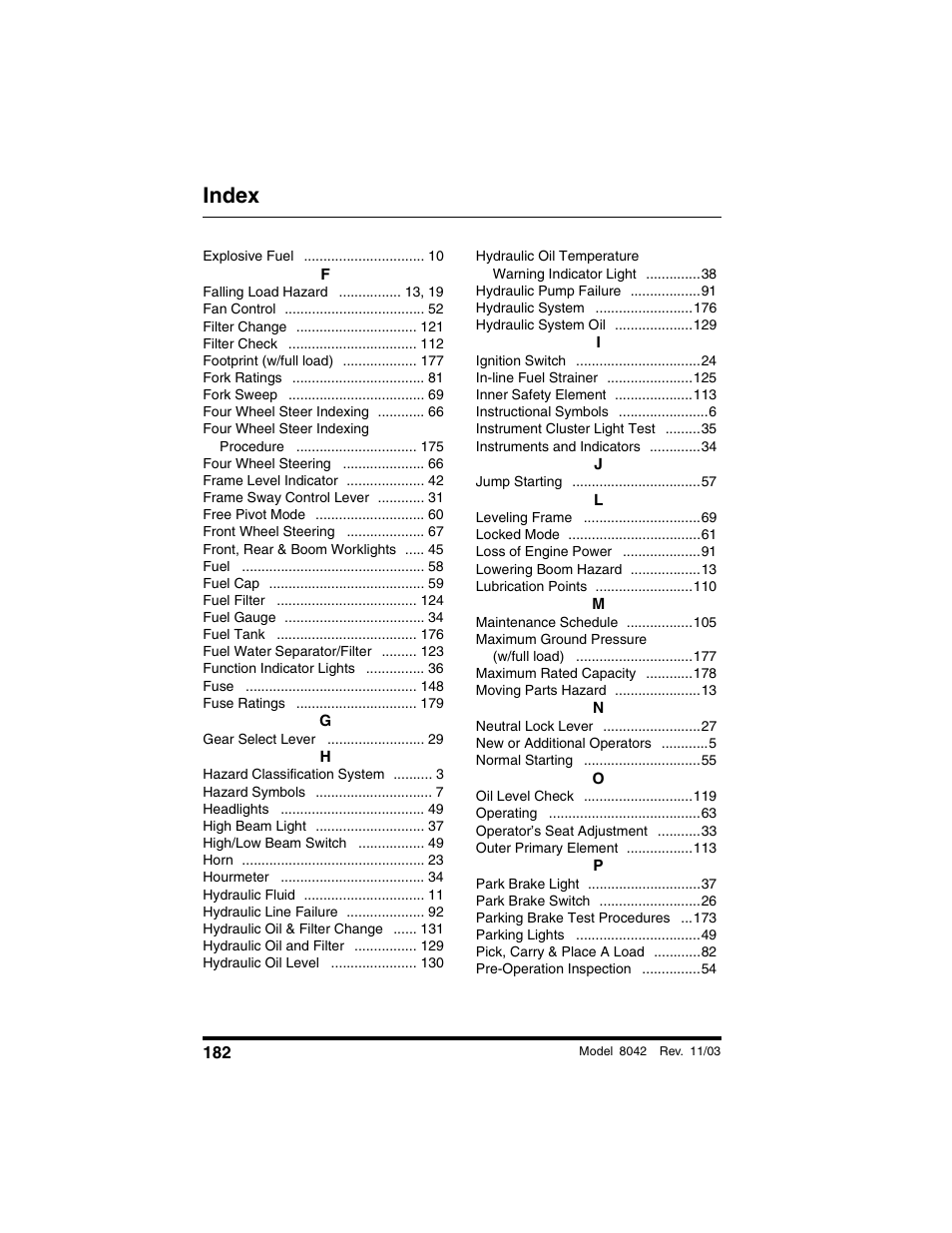 Index | SkyTrak 8042 Operation Manual User Manual | Page 184 / 190