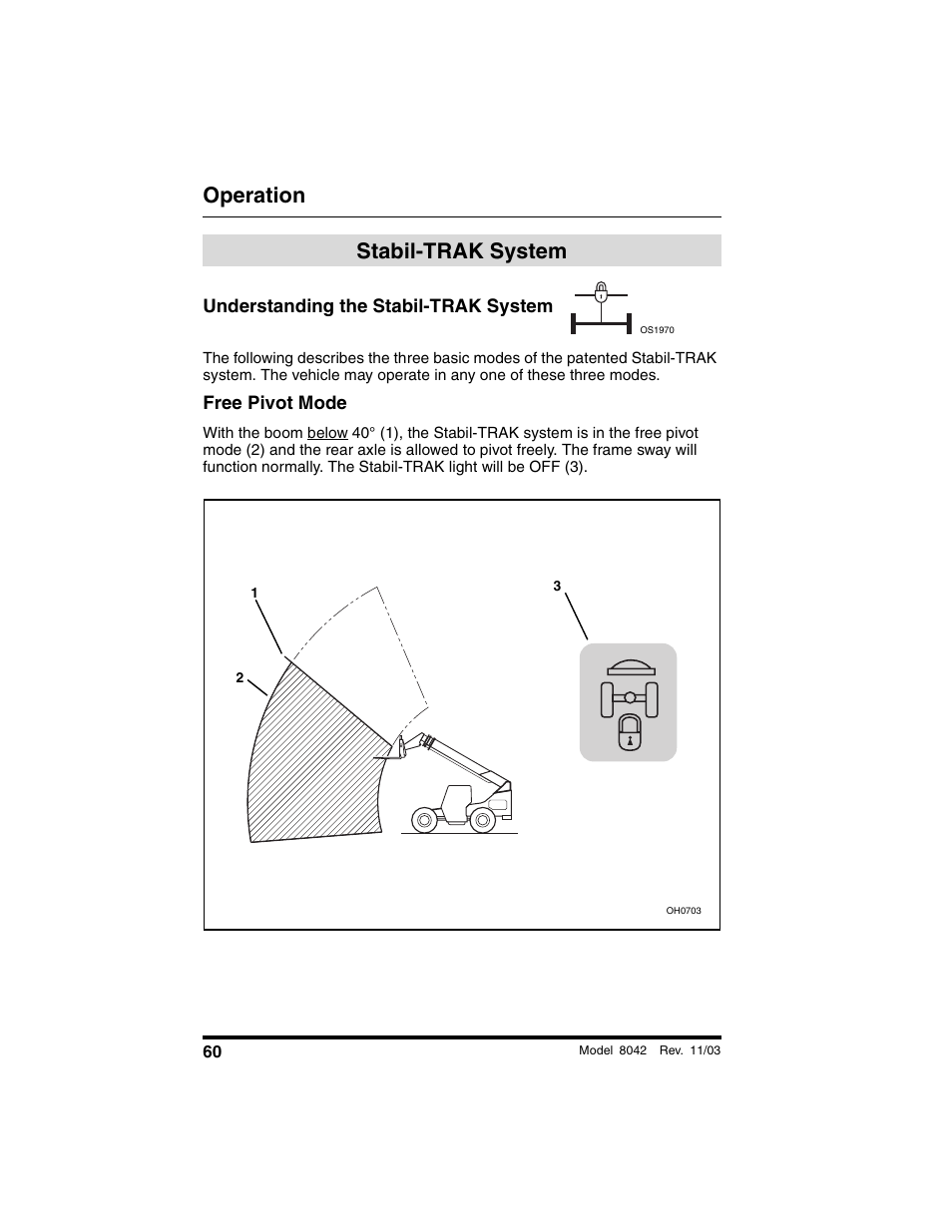 Stabil-trak system, Understanding the stabil-trak system, Free pivot mode | Operation | SkyTrak 8042 Operation Manual User Manual | Page 62 / 190