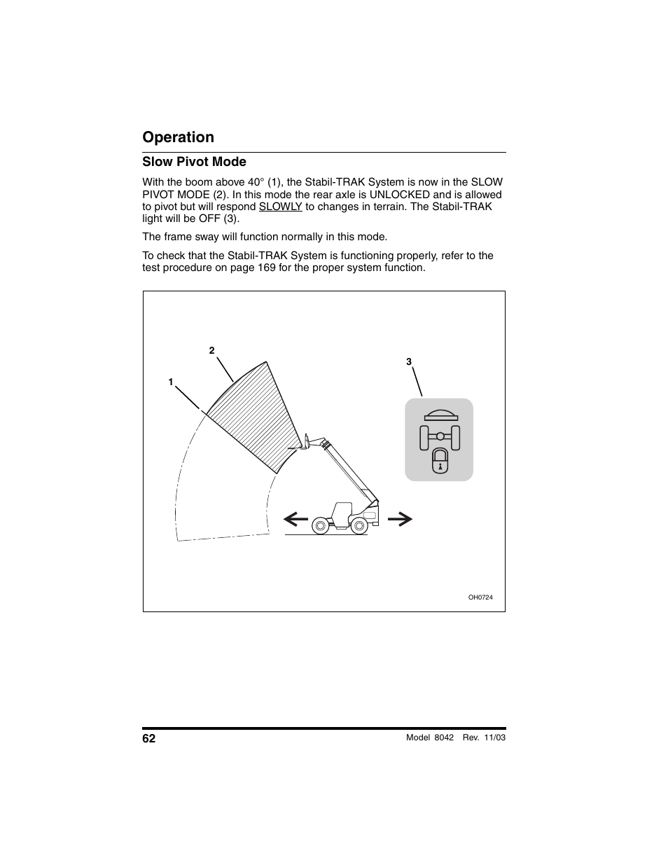 Slow pivot mode, Operation | SkyTrak 8042 Operation Manual User Manual | Page 64 / 190