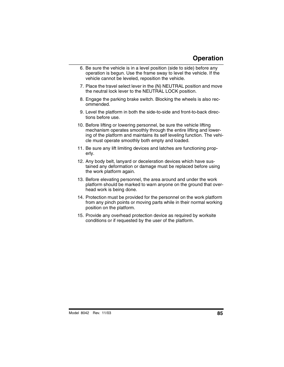 Operation | SkyTrak 8042 Operation Manual User Manual | Page 87 / 190