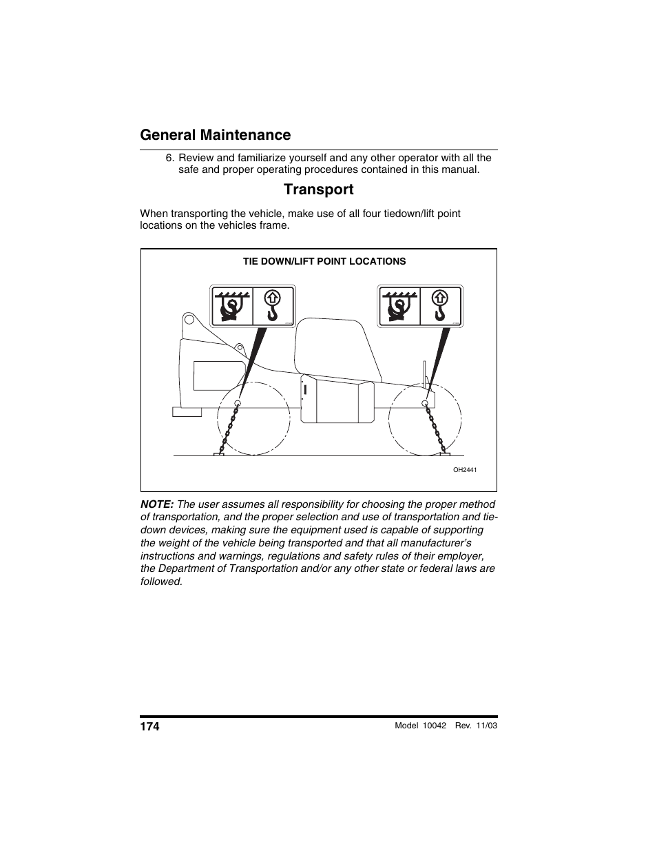 Transport, General maintenance | SkyTrak 10042 Operation Manual User Manual | Page 176 / 196
