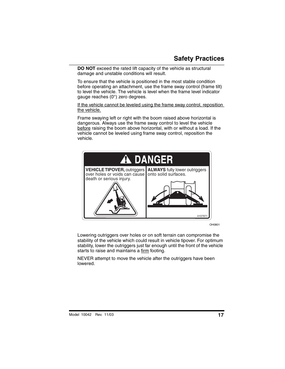 Danger, Safety practices | SkyTrak 10042 Operation Manual User Manual | Page 19 / 196
