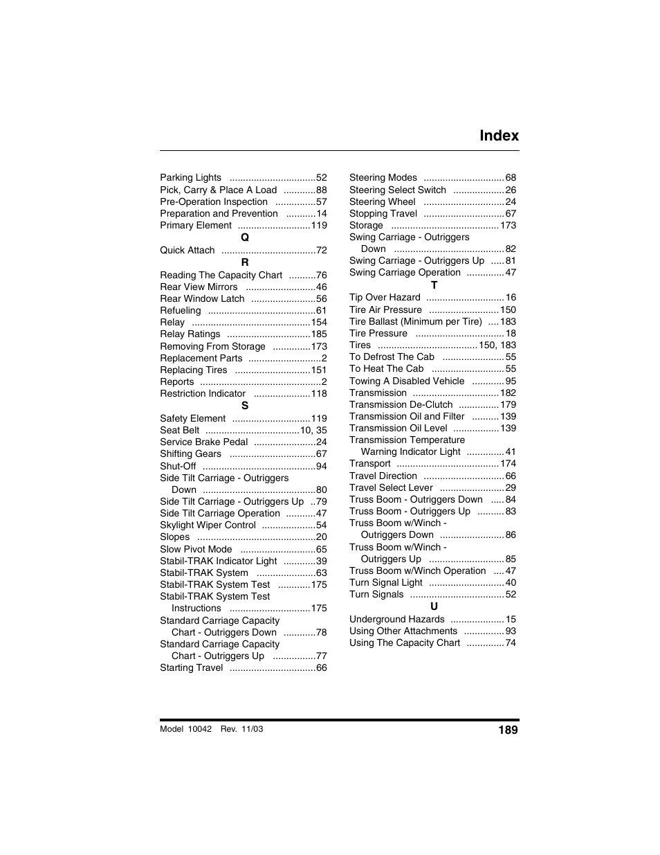 Index | SkyTrak 10042 Operation Manual User Manual | Page 191 / 196