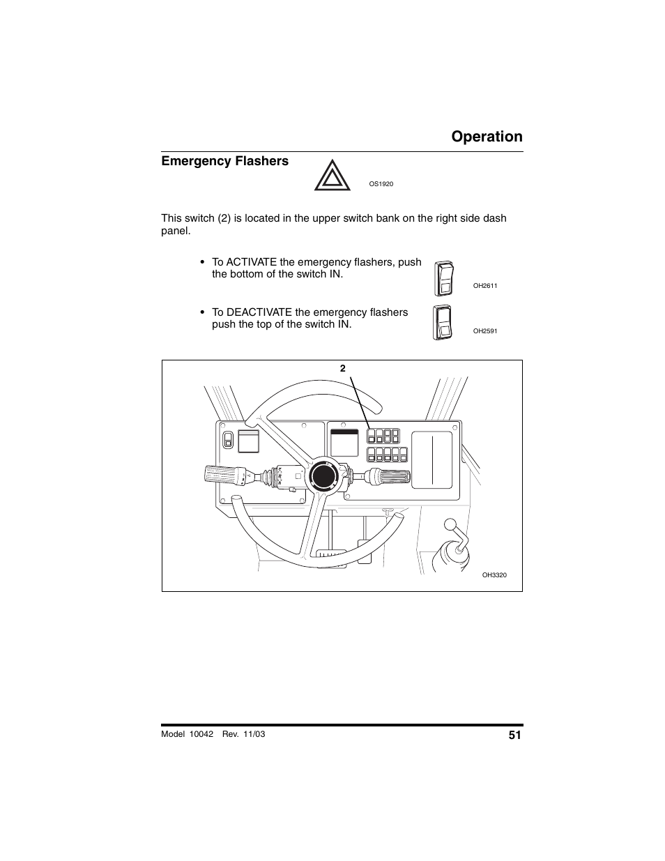 Emergency flashers, Operation | SkyTrak 10042 Operation Manual User Manual | Page 53 / 196