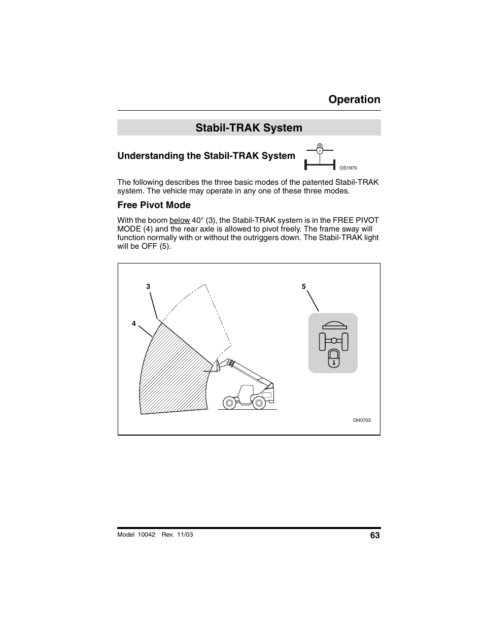 Stabil-trak system, Understanding the stabil-trak system, Free pivot mode | Operation | SkyTrak 10042 Operation Manual User Manual | Page 65 / 196