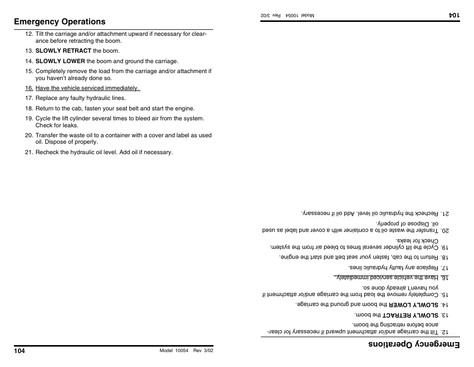 Emergency operations, Emergencyoperations | SkyTrak 10054 Operation Manual User Manual | Page 106 / 200