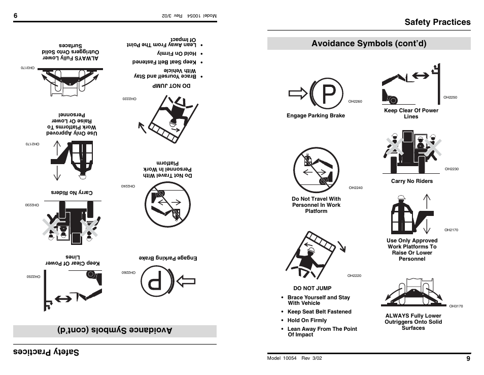 Safetypr actices, Avoidance symbols (cont’ d), Safety practices | Avoidance symbols (cont’d) | SkyTrak 10054 Operation Manual User Manual | Page 11 / 200